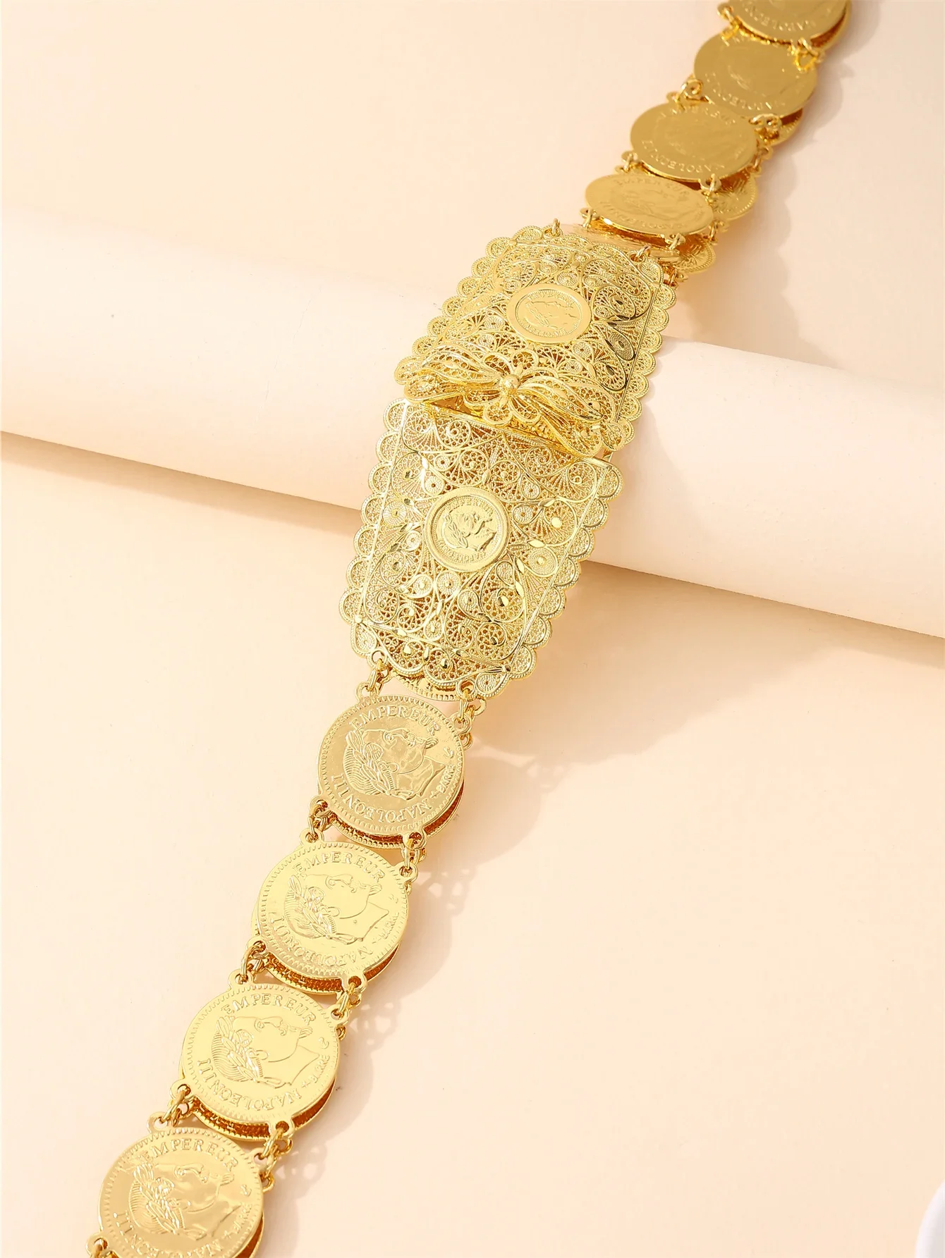 

22K Gold-Plated Ladies' Belt Palace Retro Style Bridal Robe Belt Suitable for Wedding Evening & Festival Events