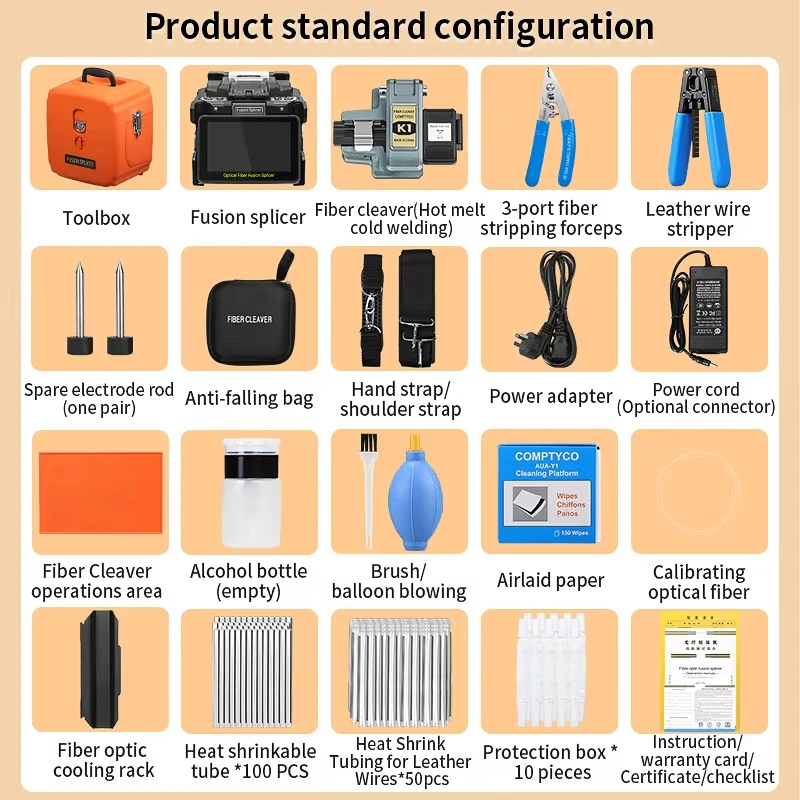 

L-90C Сварочный аппарат для оптического волокна с 6-двигателем, многоязычный сварочный аппарат с сенсорным экраном SM MM и встроенным OPM VFL