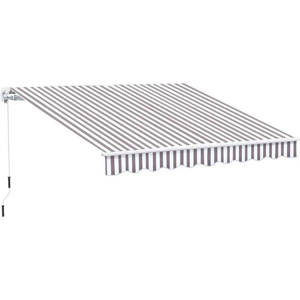 

10' x 8' Retractable Awning, Patio Awnings, Sunshade Shelter w/Manual Crank Handle, UV & Water-Resistant Fabric and Aluminum Fr