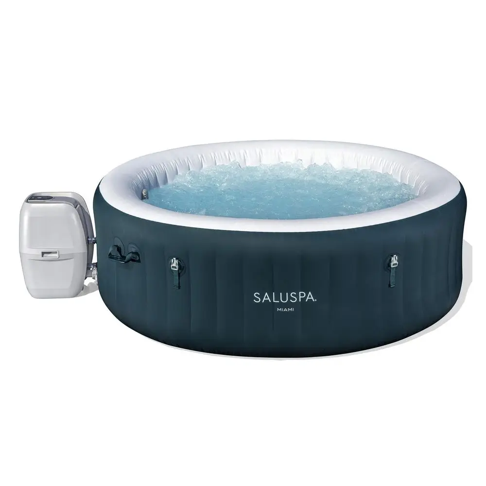 

SaluSpa Miami 4 to 6 Person Inflatable Hot Tub, Round EnergyEfficient Portable Outdoor Spa with 140 AirJets, 77 x 26