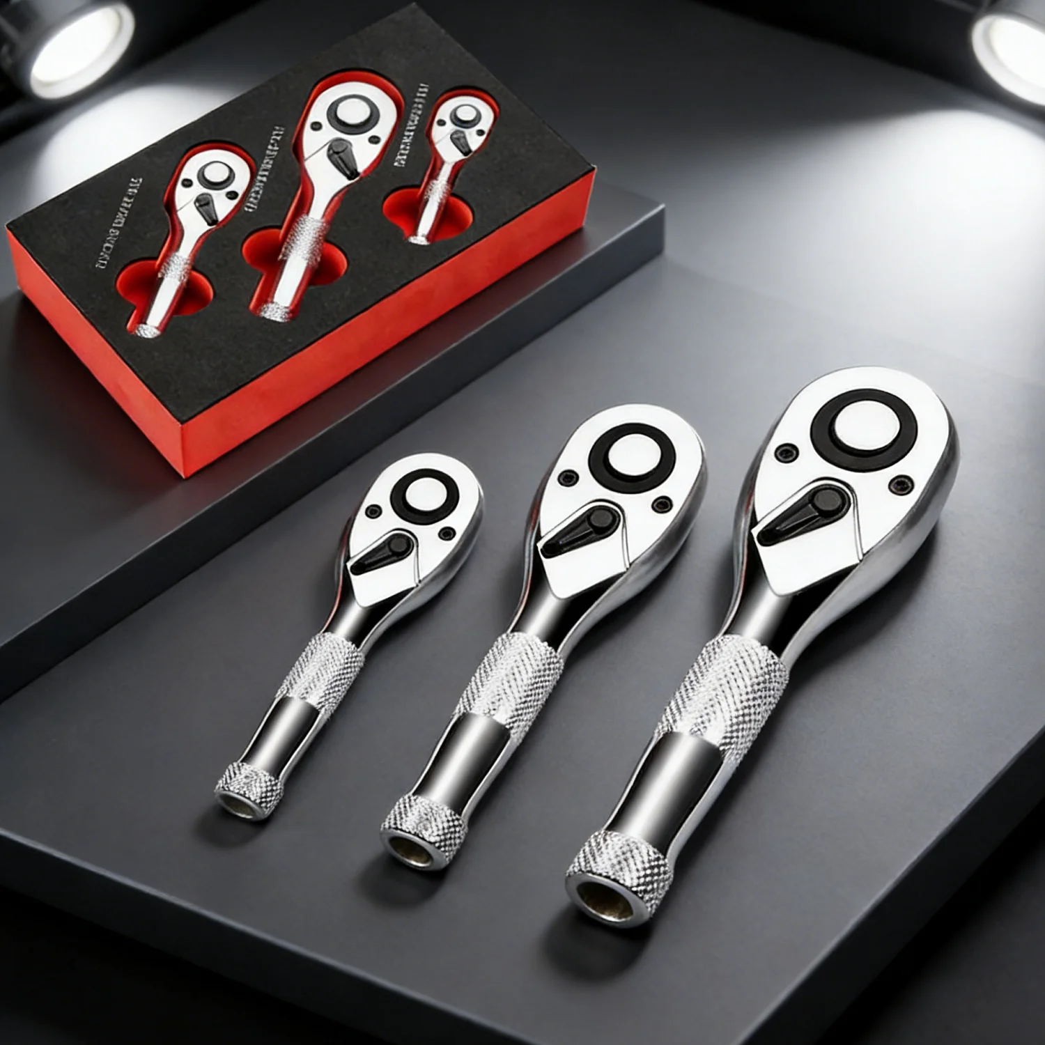 Mini Spanner Ratchet Wrench 1/4 3/8 1/2 Inch Drive Stubby Ratchet Set Quick-Release Head 72-Tooth Square Head Spanner