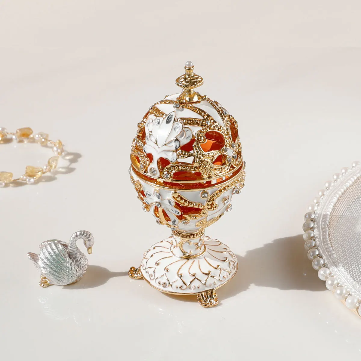 

Egg Style Hand Painted Decorative Trinket Box with Hinged, Classic Ornaments Home Decor, Unique Easter Day Gift