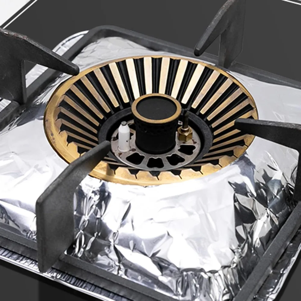10/20 Pcs Square Disposable Gas Stove Liners Aluminum Foil Stove Covers Gas Stove Cleaning Pads for Keeping Gas Stove Clean
