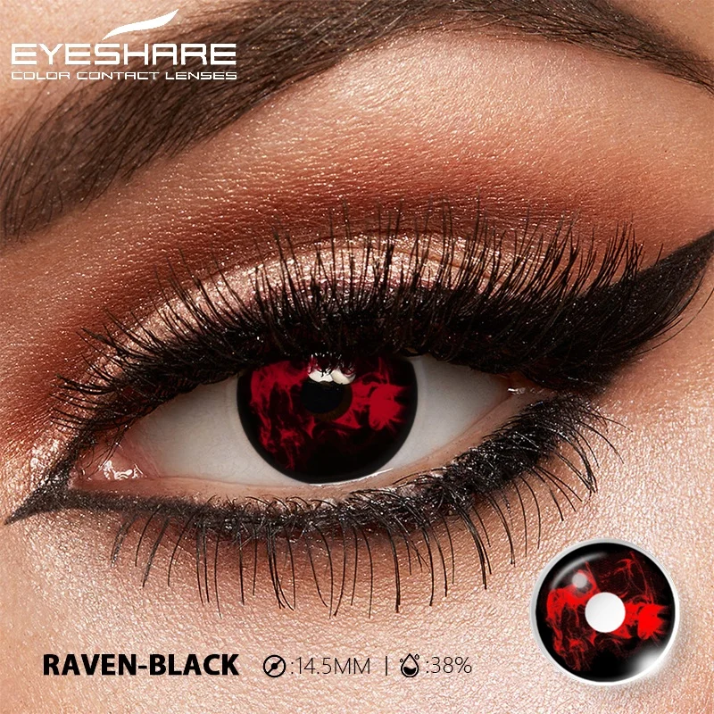EYESHARE 1 Paar weiße farbige Kontaktlinsen für Cosplay, rote Kontaktlinsen, Anime-schwarze Augenlinsen, Halloween-Schönheits-Make-up-Linsen – Detail 36