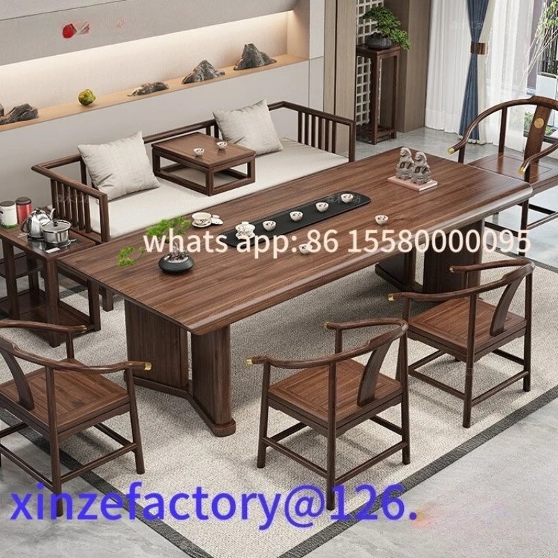 

Customizable solid wood tea table and chair combination office home coffee table