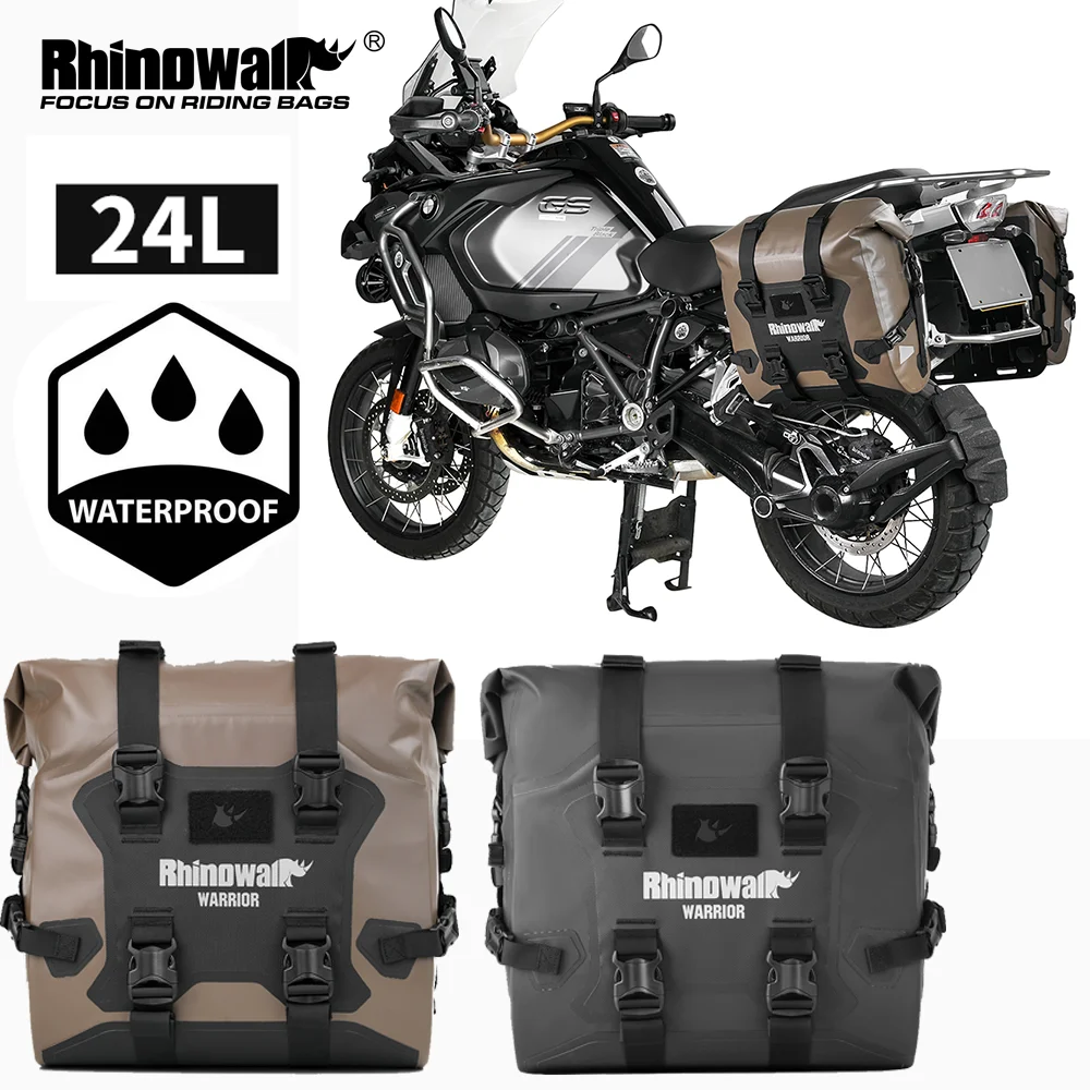 Rhinowalk Motorcycle  Side Bag 24L Waterproof Quick Release Motor Saddle Storage Bag 1 Or 2 PIece With Support Board  Air Valve