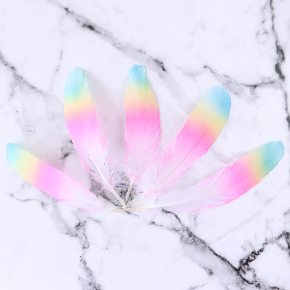 Macaron Three-color gradient Goose feather 10pcs/lot 6-8\
