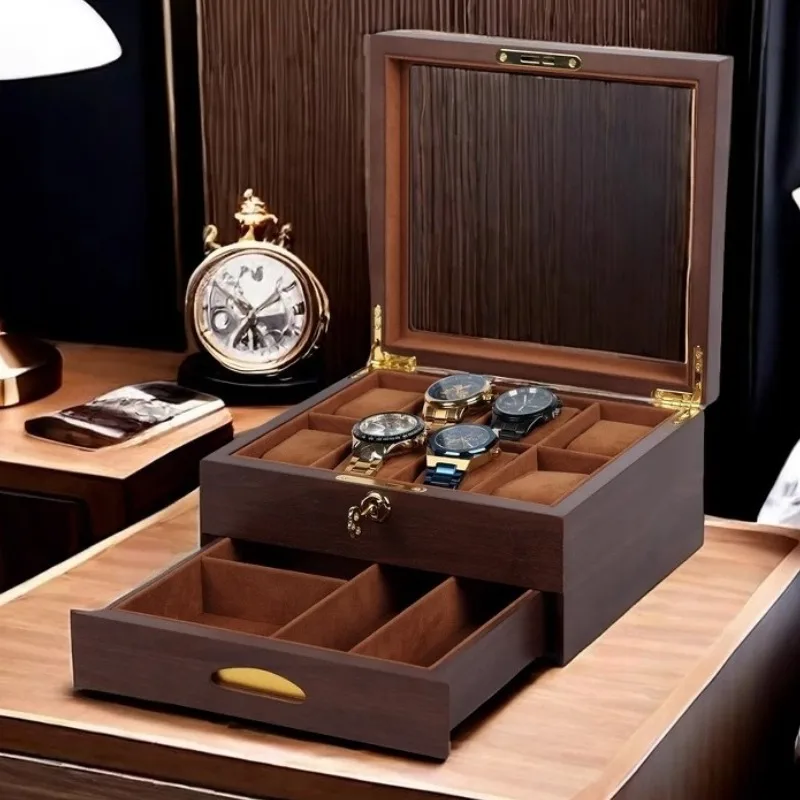 

Retro Watch Box Man Collection Watches Storage Boxes Transparent Glass Watch Display Case Organizer Packaging Showcase Supplies