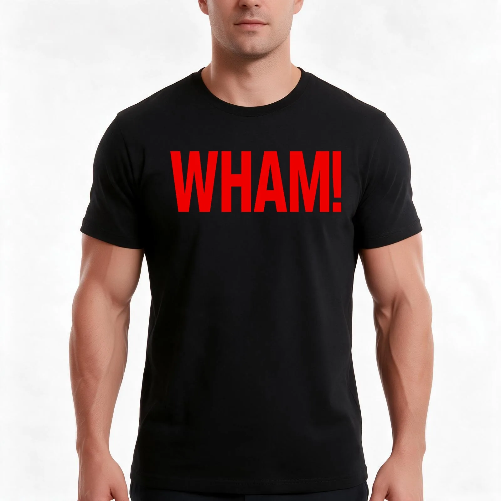 WHAM! T-Shirt, Summer Casual Cotton Tee, Oversized Streetwear Tops, Vintage Graphic Print, Loose Fit Short Sleeve, 100% Cotton