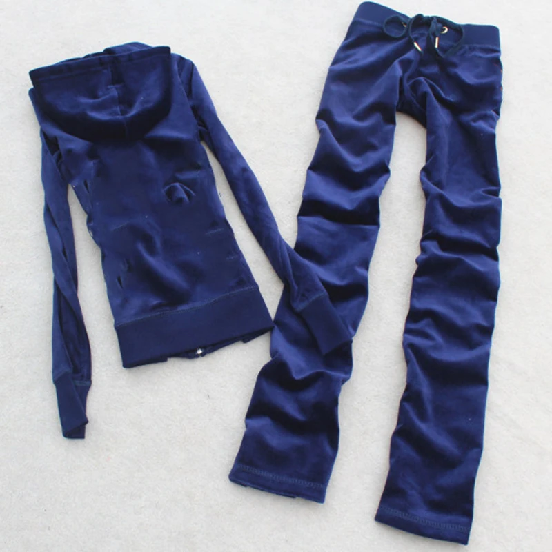 

Velvet Tracksuit for Women Casual Sports Suit Hooded Sweatshirt + Casual Trousers Set 2pc Autumn and Winter Velours Suit