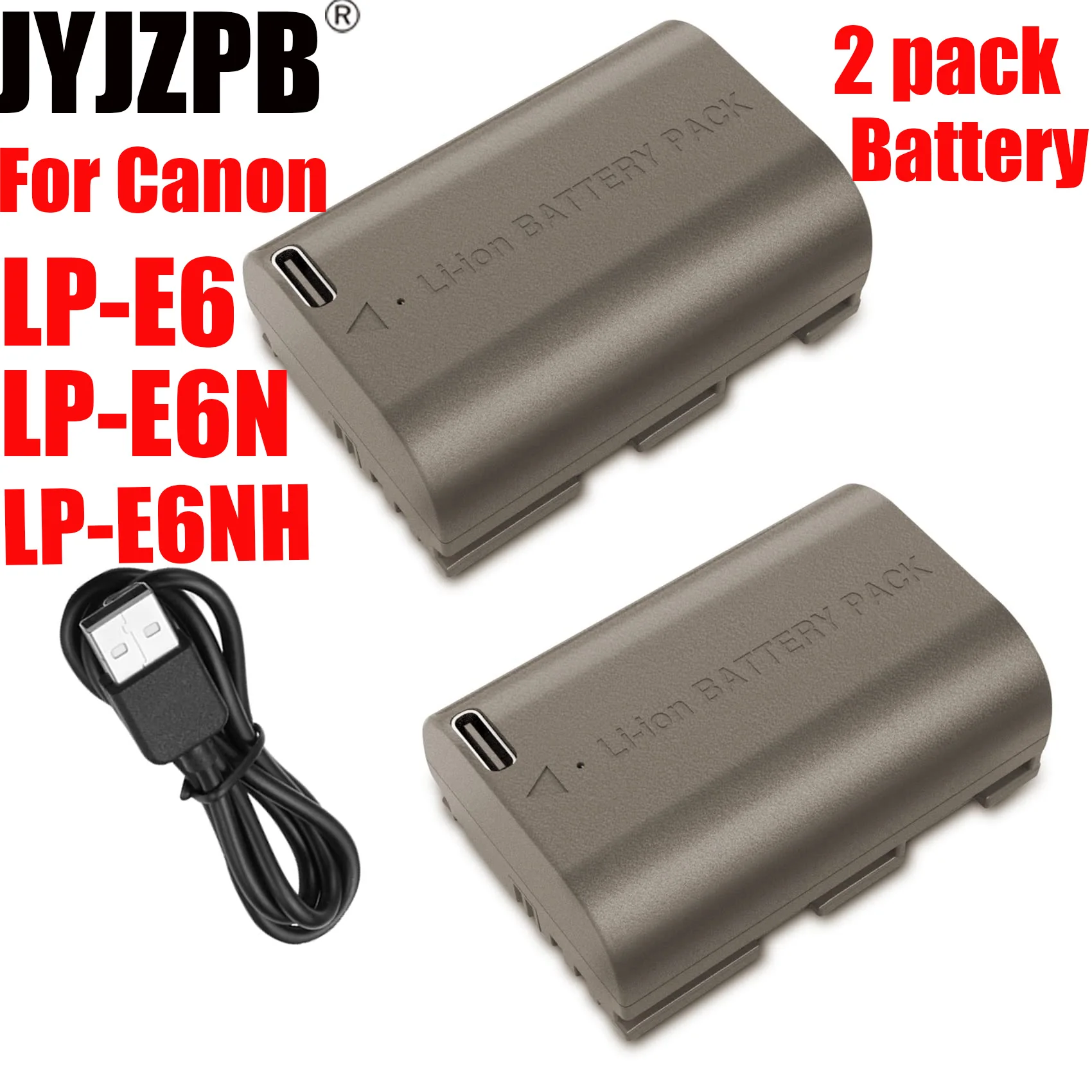 

2 Pack LP-E6 LP-E6N LP-E6NH Replacement Batteries for Canon EOS R6 R7 R R5 90D 60D 70D 80D EOS 5D IV EOS 6D EOS 5D 6D II EOS 7D