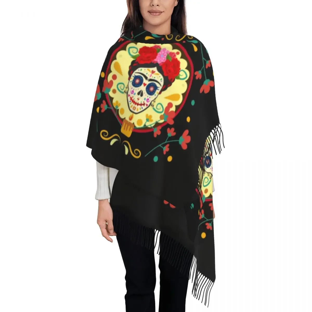 Customized Printed Skull Day Of Deads Scarf Men Women Winter Warm Scarves La Calavera Catrina Shawls Wraps