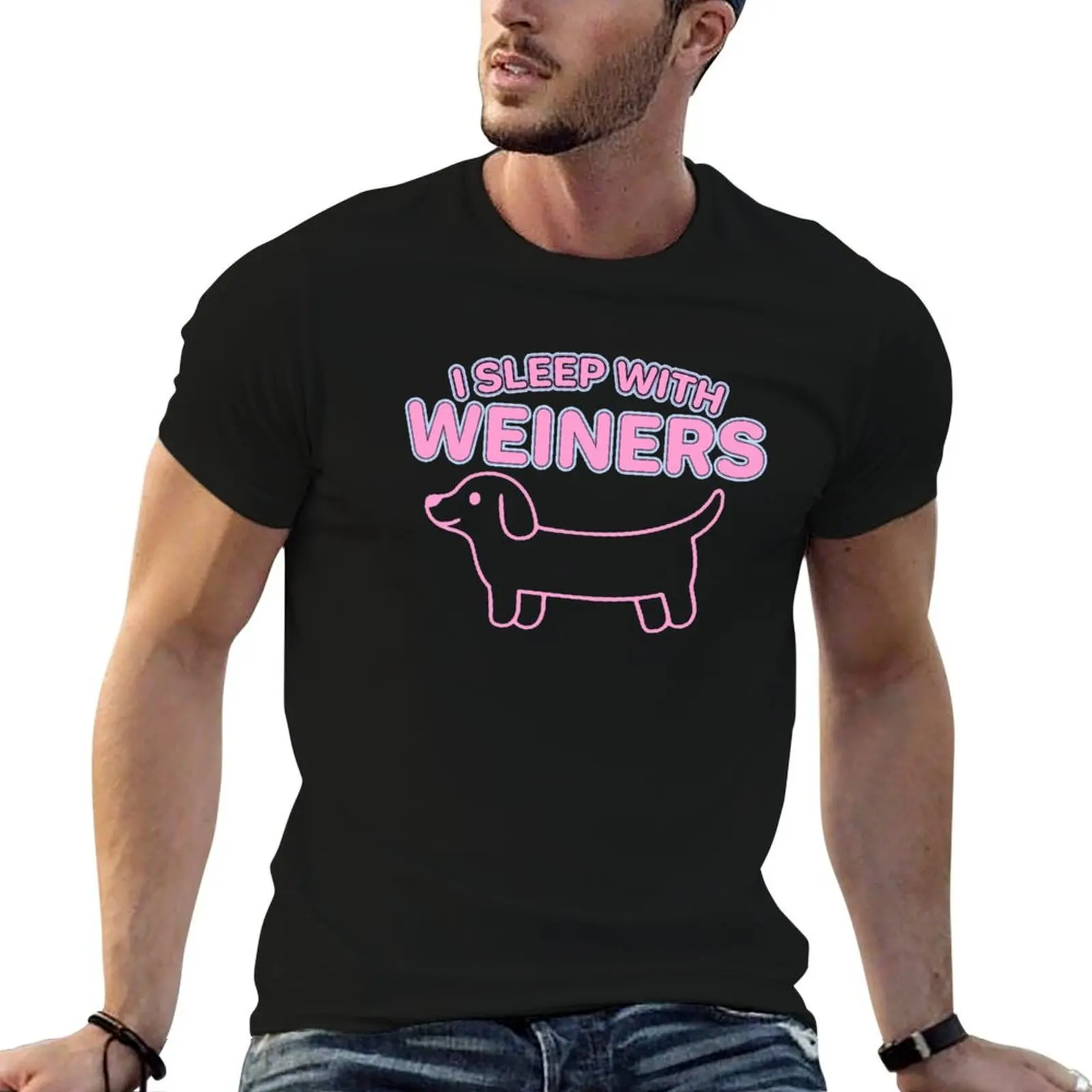 I sleep with weiners (dogs) sausage dog lovers owners funny T-Shirt Modern Print Casual T-Shirt