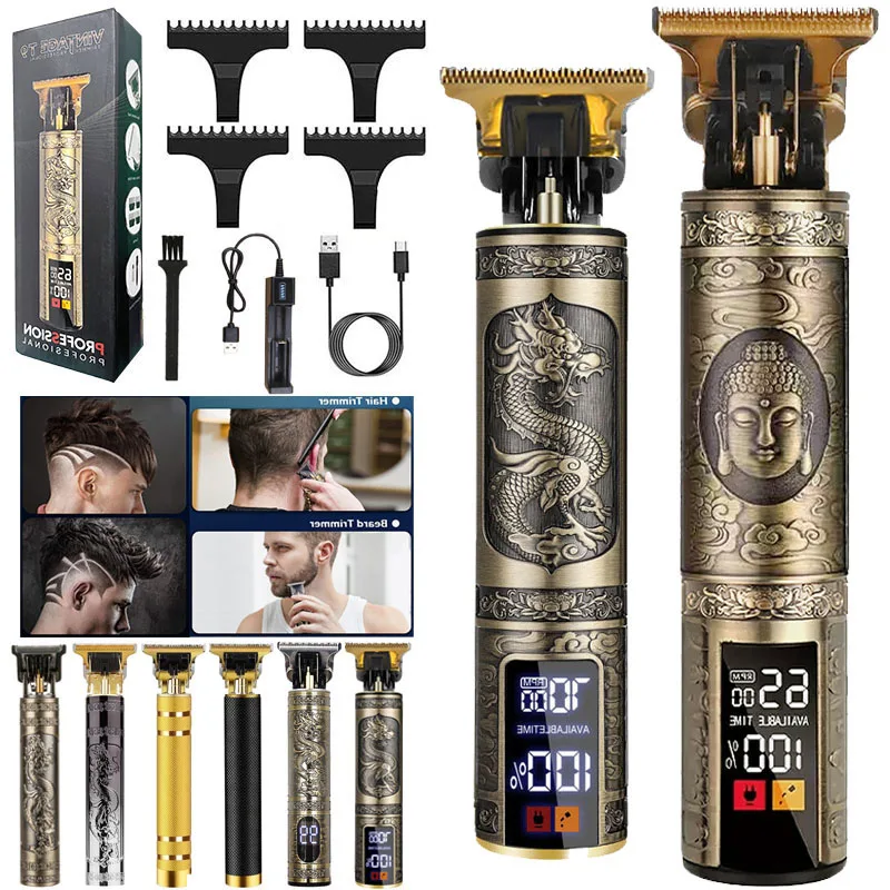 Professional Lcd Display Wireless Guard Full Set Women Body Beard Barber Shop Electric Hair Clipper Trimmer Cut Cutter Machine