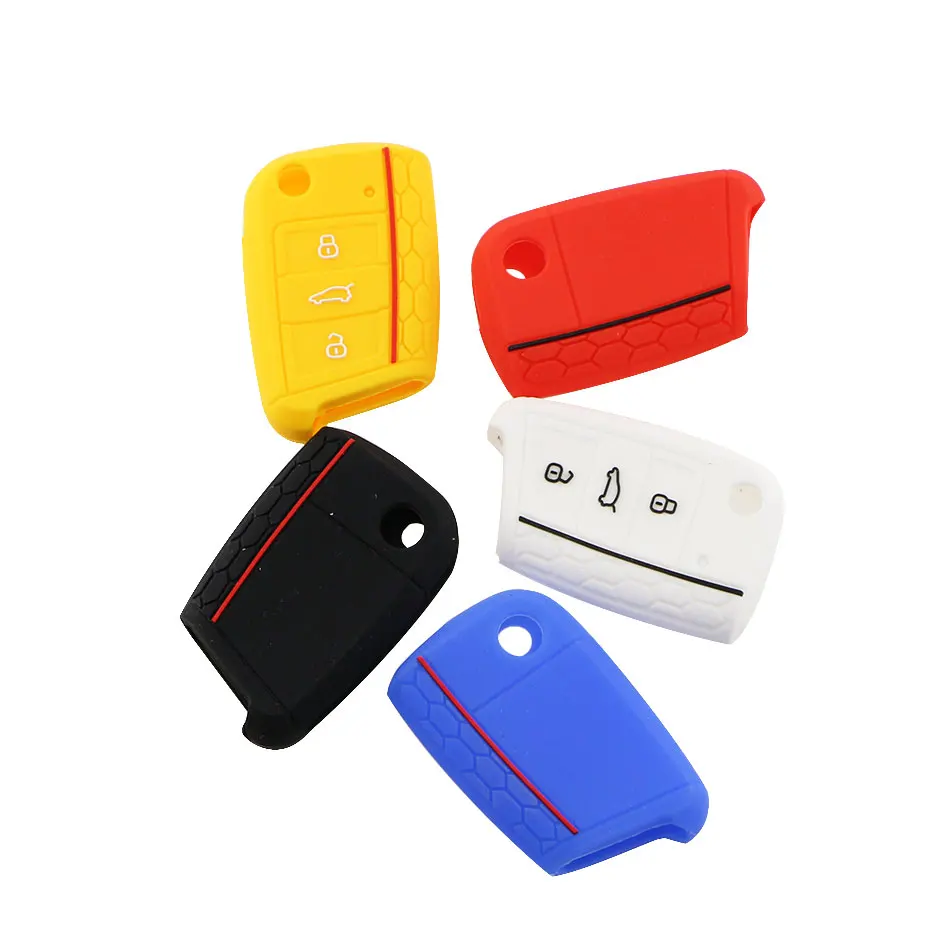 Car Key Cover Case Silicone Shell for VW Golf 7 MK7 VII Tiguan MK2 Polo Skoda Octavia A7 Kodiaq Seat Ateca Leon