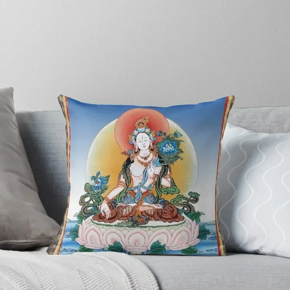 

Thangka White Tara Tattoo Art Throw Pillow Embroidered Cushion Cover Pillowcases pillows decor home pillow