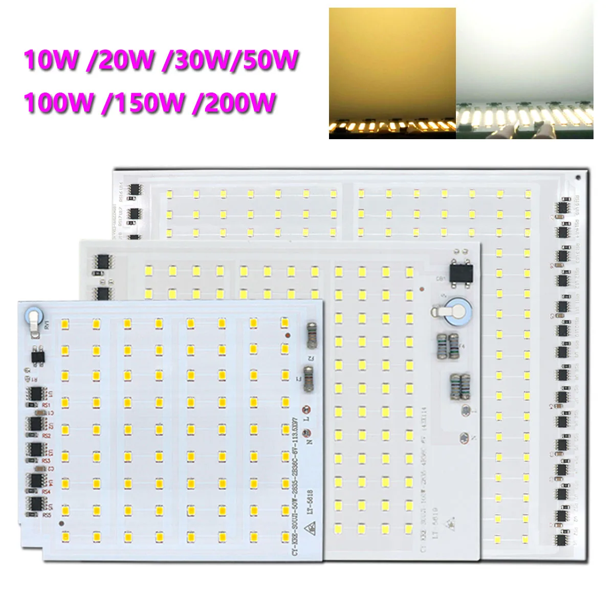 1 Uds 200W SMD2835 Chip AC220V No necesita controlador Super potencia 150W 100W 10W 20W 30W 50W para foco DIY bombilla LED kit de luz Coolwhite