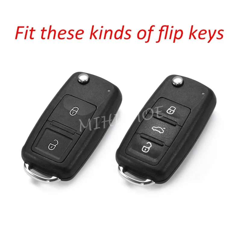 Carbon Fiber Flip Key Fob Chain Cover Case For VW Golf MK6 Tiguan Jetta Polo Beetle Passat Scirocco Touran Eos Car Accessories