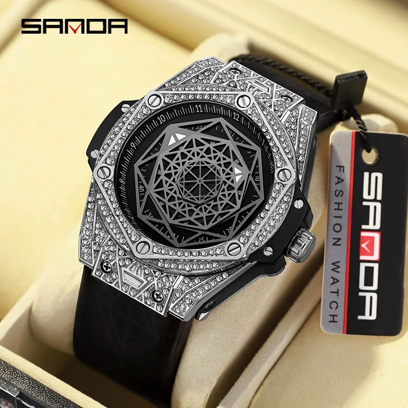 

Top Brand Luxury Men Watches SANDA 7033 Fashion Quartz Diamond Men's Watch 3ATM Waterproof Wristwatch for Men Relogio Masculino