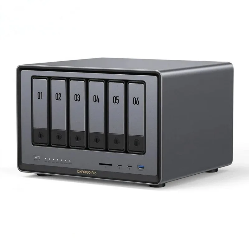 NASi5 1235u 10 Core Central Processor 8GB DDR5 Memory 8KHDMI 2 * TBT4 Network Attached Storage DXP6800 Pro 6 Stand Desktop