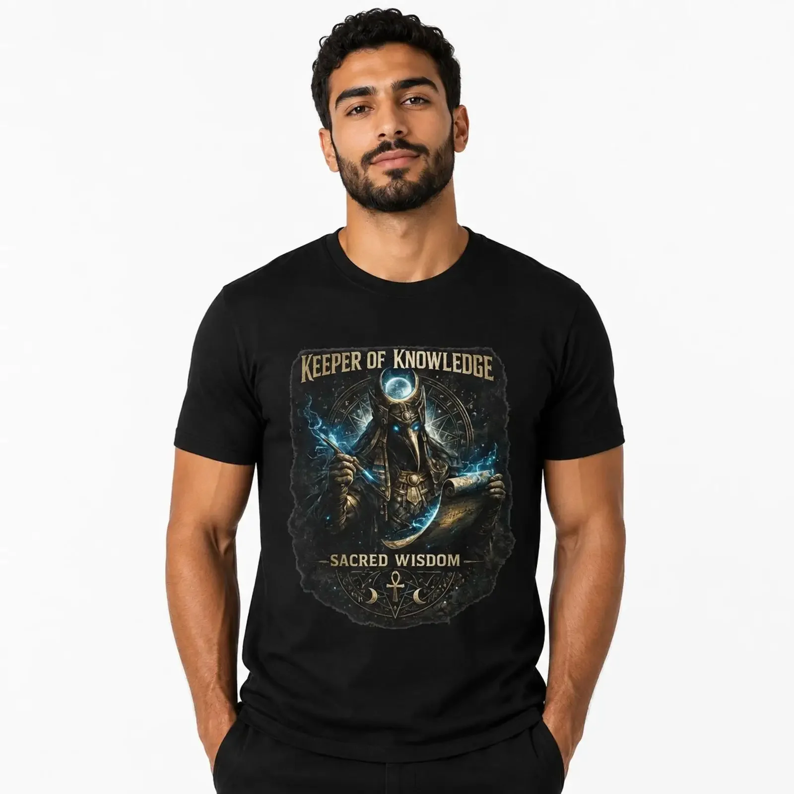 Thoth Keeper Of Knowledge T Shirt Sacred Wisdom Egyptian  vintage Washed Stylish fashion Unisex streetwear Breathable