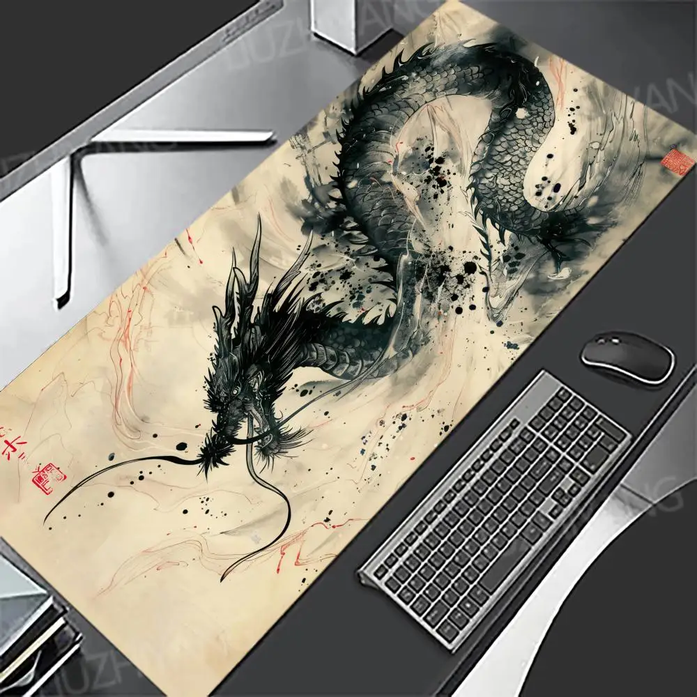 Ink-wash Style Dragon Mouse Pad Rubber Anti-slip Keyboard Table Mats Large Gaming Office Mousepads XXL Game Laptop Long Desk Mat