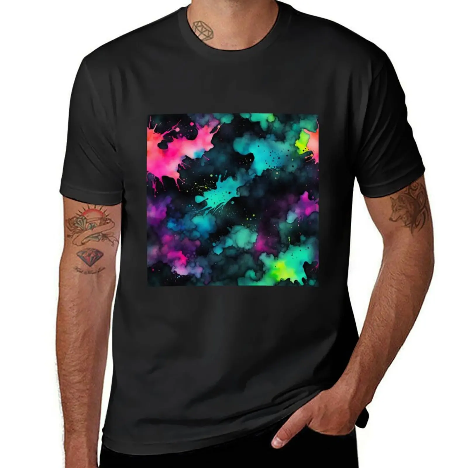 Neon Ink Splatter T-Shirt heavyweights boys animal print customs design your own t shirts for men cotton