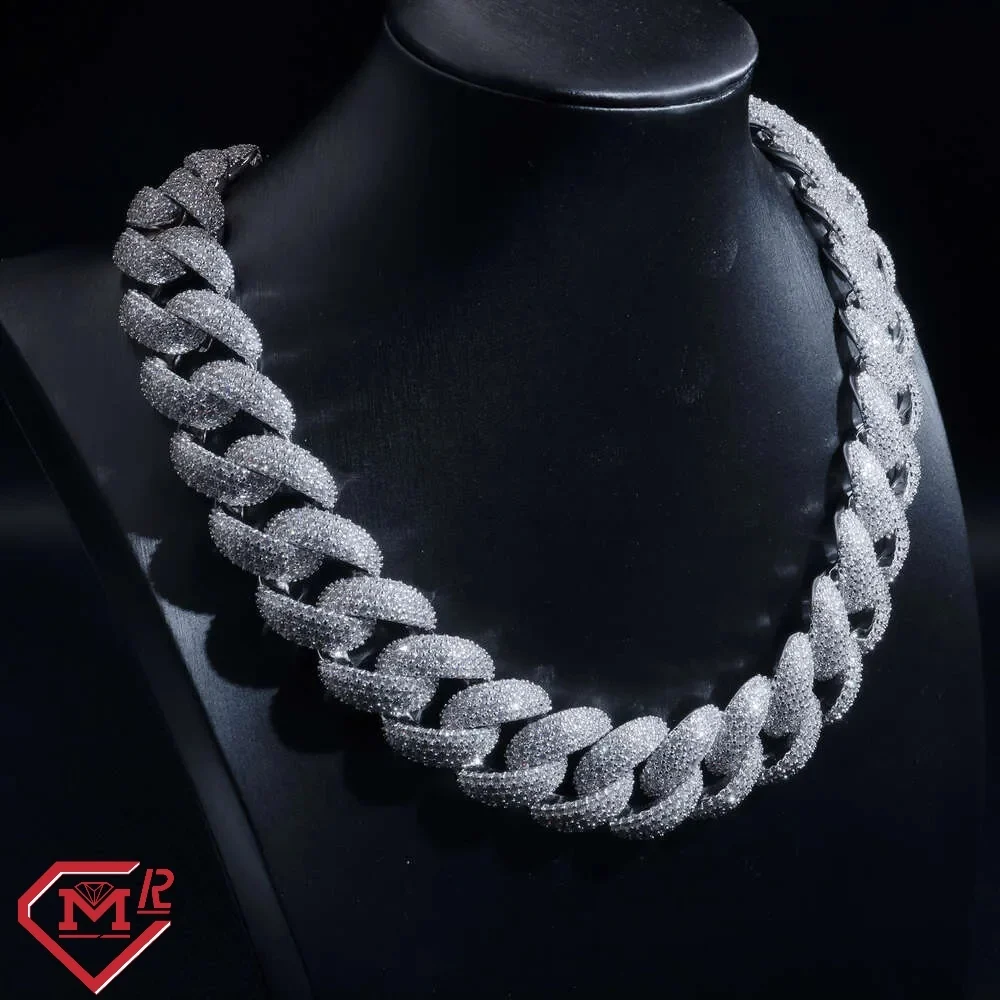 Top Selling Hiphop Cuban Link Chain Pass Testter 22mm Vvs Moissanite Cuban Link Chain