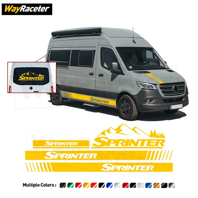 4 Pcs/Set Door Side Stripes Sticker Hood Rear Window Body Graphics Vinyl Decal For Mercedes Benz Sprinter 907 906 910 4X4
