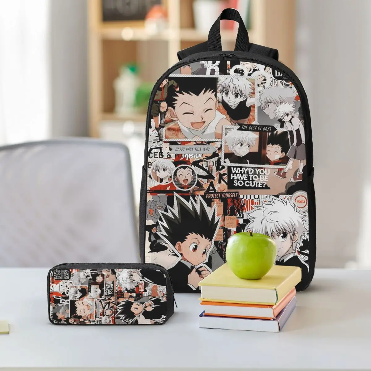 Mochila de Anime HXH Hunter x Hunter, mochila escolar para estudiantes, niños y niñas, bolsos de hombro para ordenador portátil, bolsa de almuerzo con aislamiento de 3ps, estuche para lápices