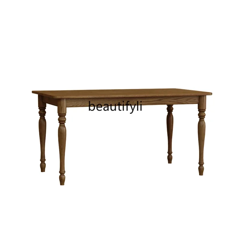 

American country all solid wood rectangular dining table retro walnut oak dining table, dining room furniture