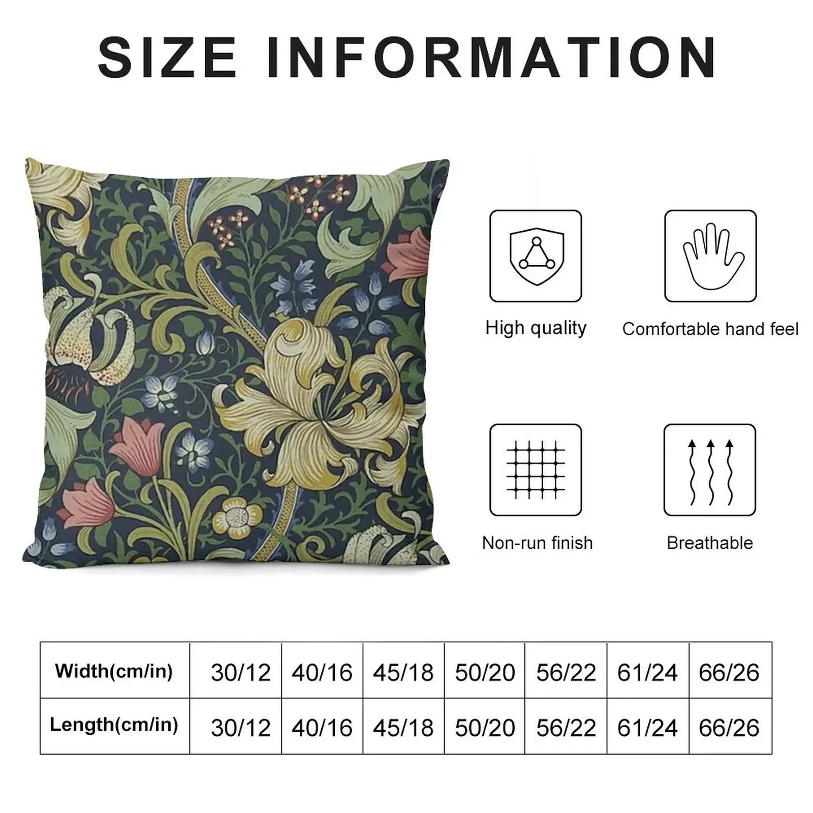 William Morris Golden Lily pattern Throw Pillow Christmas Cushion For Home Marble Cushion Cover pillow