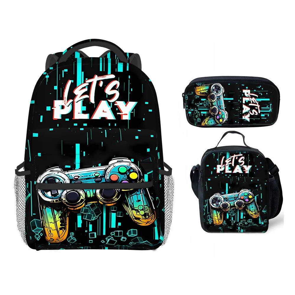 Classic Popular Novelty Games console 3D Printed 3pcs/Set student School Bags Travel Notebook Backpack Lunch bag Pencil Case