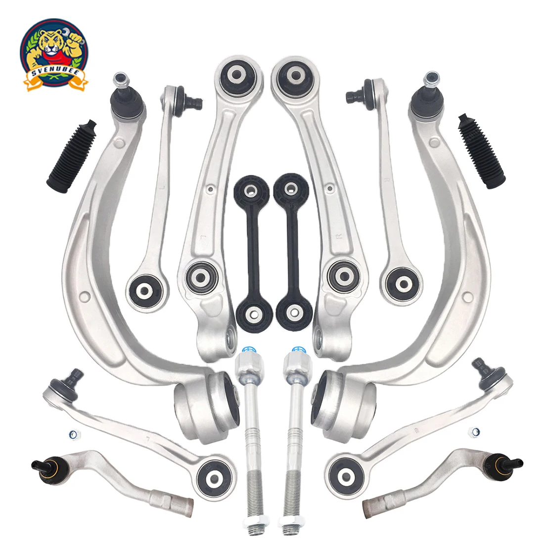 Svenubee 16pcs Kits Front Upper Lower Control Arm Tie Rod Sway Bar Link Sets for Audi A4 A5 S4 S5 Q5 2008 2009 2010 8K0407152C