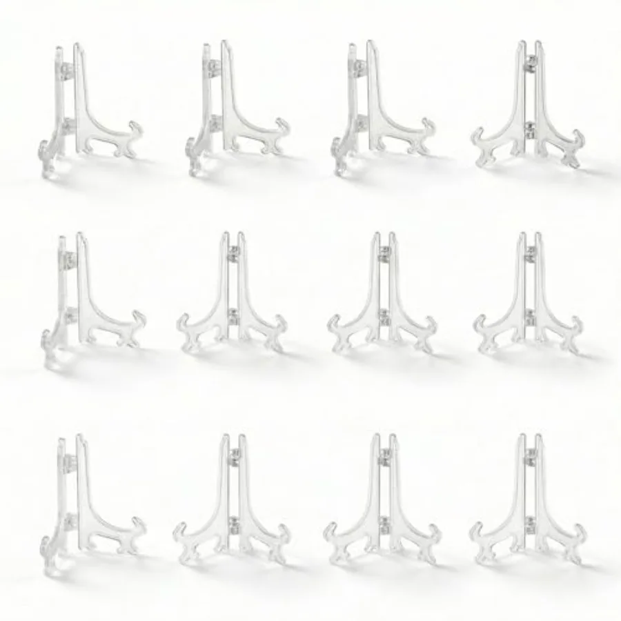 Plastic Easels or Stand/Plate Holders to Display Pictures or Other Items at Weddings, Home Decoration, Birthdays, Tables 12 Pac