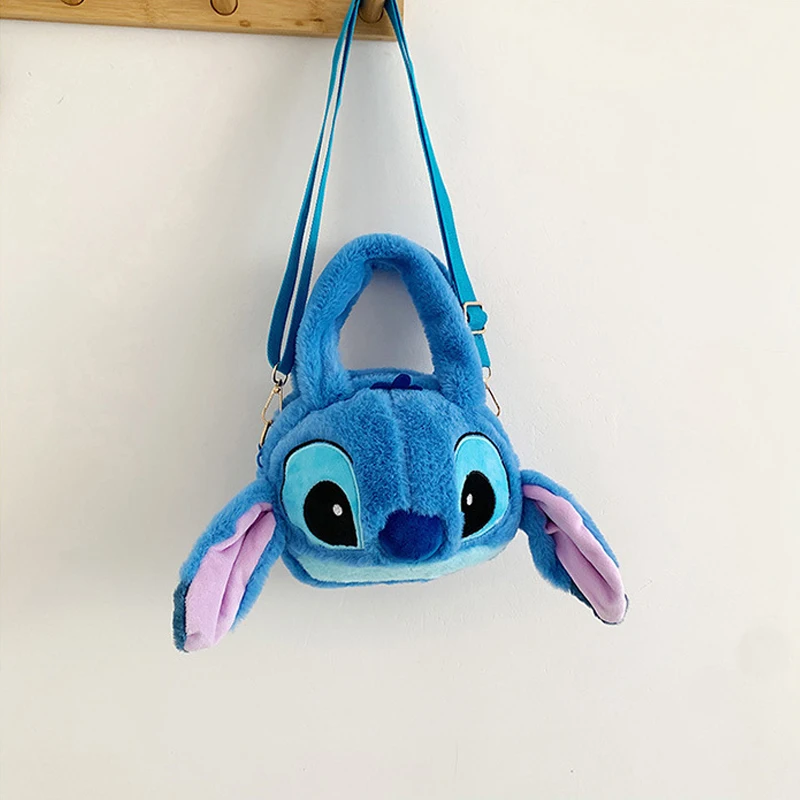 Disney Stitch Plush Shoulder Bag Anime Cartoon Cute Stuffed Plush Toy Crossbody Bag Storage Bags Handbag Girl Birthday Gift