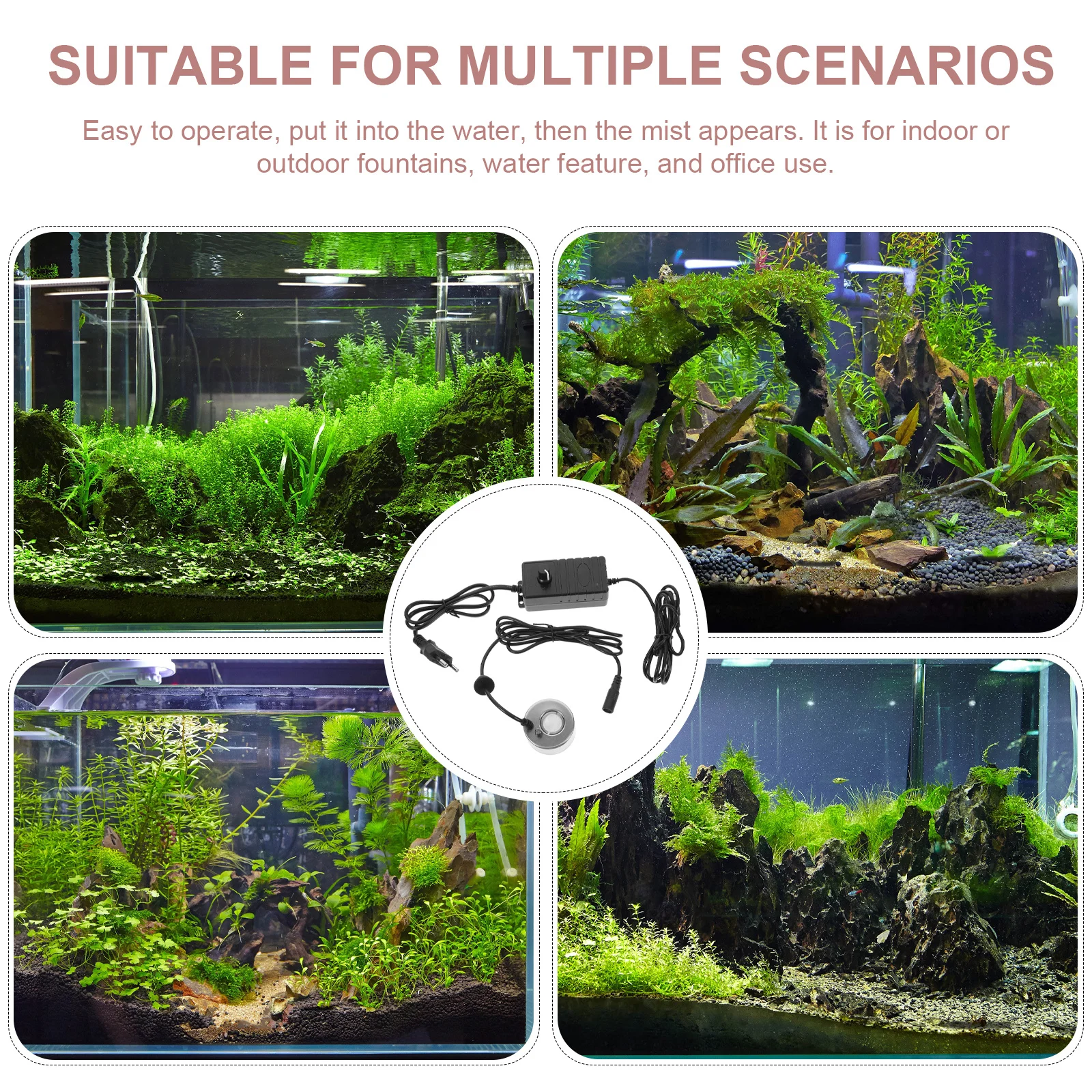 Fabricante de névoa para aquário lagoa jardim fonte dispositivo nebulização baixo ruído umidificador ultrassônico decoração rockery bonsai tanque água nevoeiro