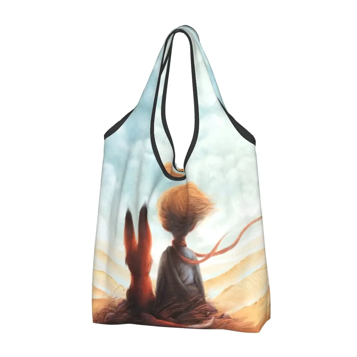 The Little Prince Fox Grocery Bag Durable Large Reusable Recycle Foldable Heavy Duty Fairy Tale Shopping Eco Bag Washable