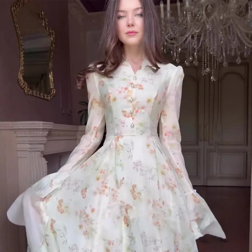 

Новинка: Женское летнее макси-платье Ele Fairy T с цветочным принтом, длинными рукавами-фонариками, из трикотажного хлопкового смесового материала.