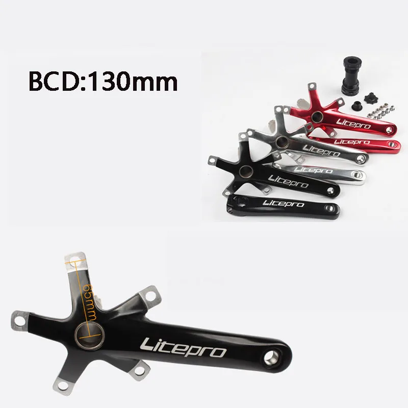 LP litepro Cogwheel left and right crank set Road bike folding car modification Single disc 130 BCD bicycle parts Including axis image 5