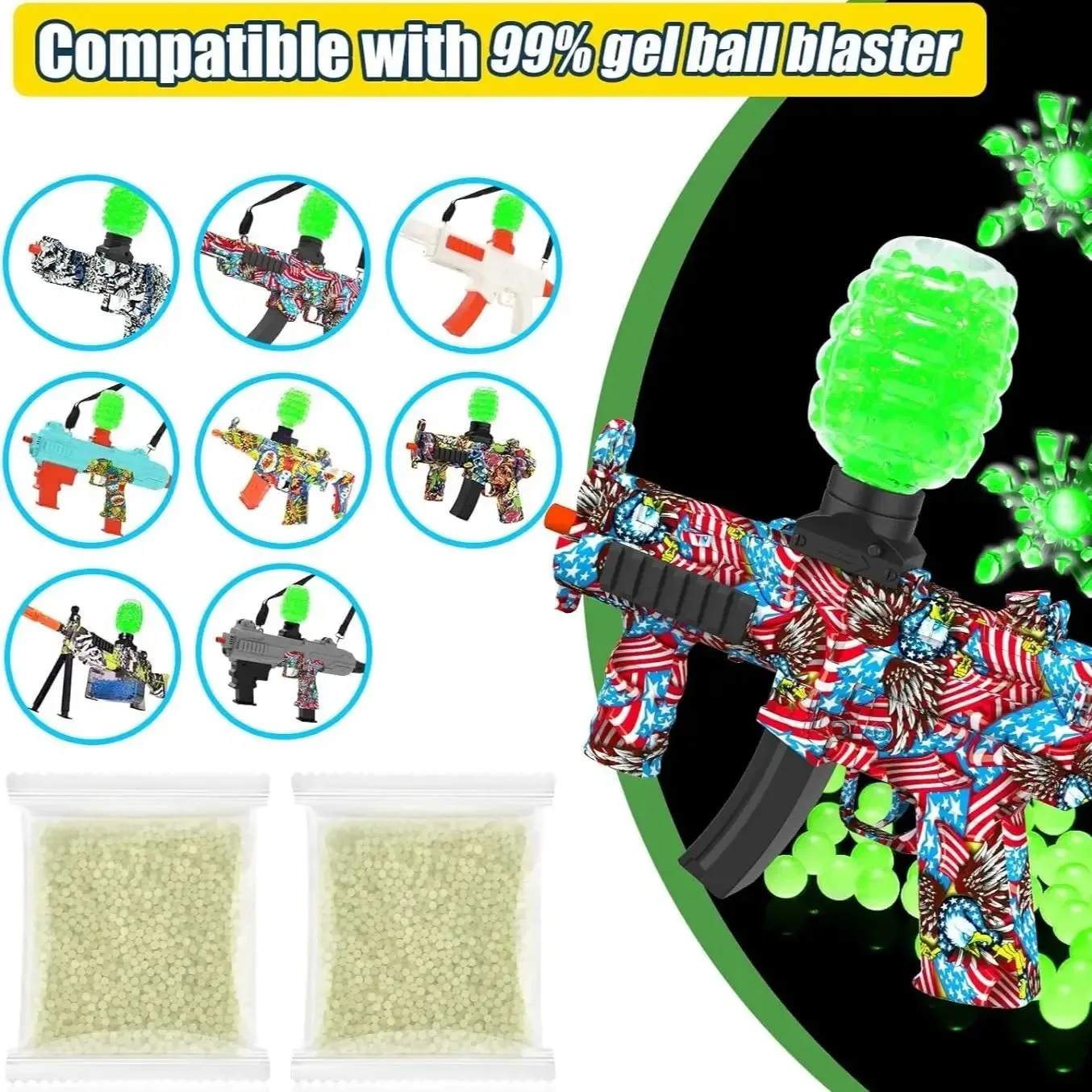 Luminous Gel Water Ball Beads Refill Ammo Glow in The Dark Gel Water Bullet for Blaster Non-Toxic Game Toy DIY Splatter Ball Gun