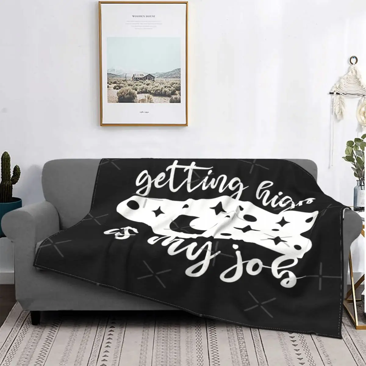 Getting High Is My work-Manta divertida para cama, colcha a cuadros, ropa de cama, toalla de playa, manta de muselina, colchas p