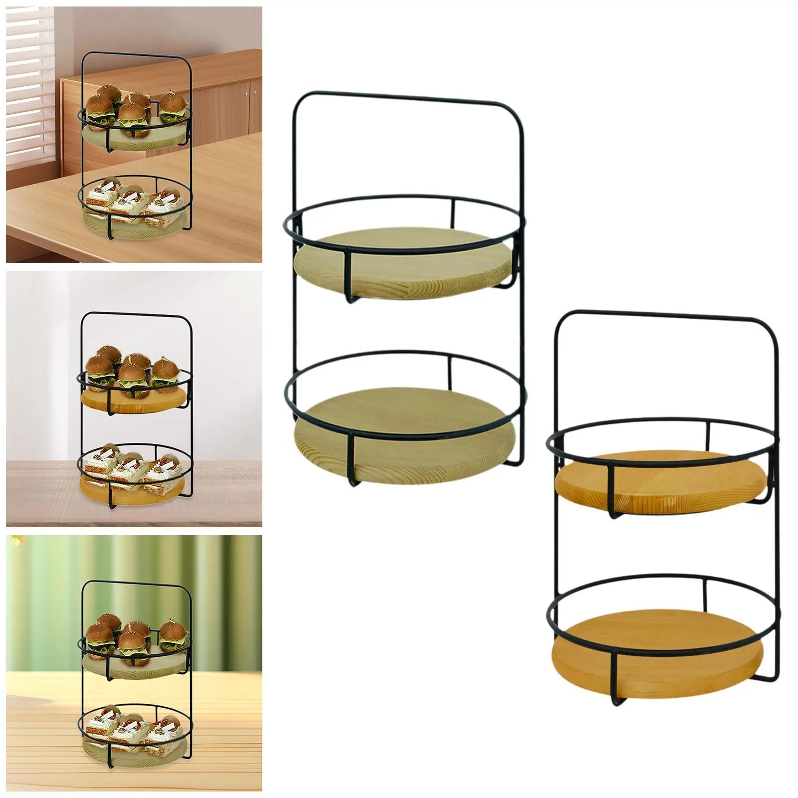 Double Tier Fruit Candy Shelf Classic Food Storage Multifunction Serving Tray for Dinner Kitchen Table Wedding Baby Showers