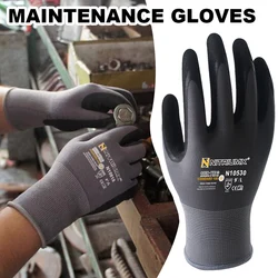 Safety Work Gloves Seamless Knit Nylon Glove with Black Micro-Foam Nitrile Grip Ideal for General Purpose Automotive Improvement