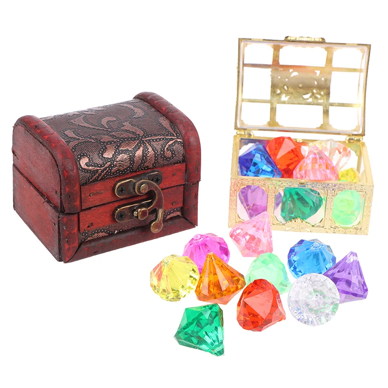 女性のためのダイビングトイ10,宝物海賊ボックス付きのカラフルなダイヤモンドのおもちゃ