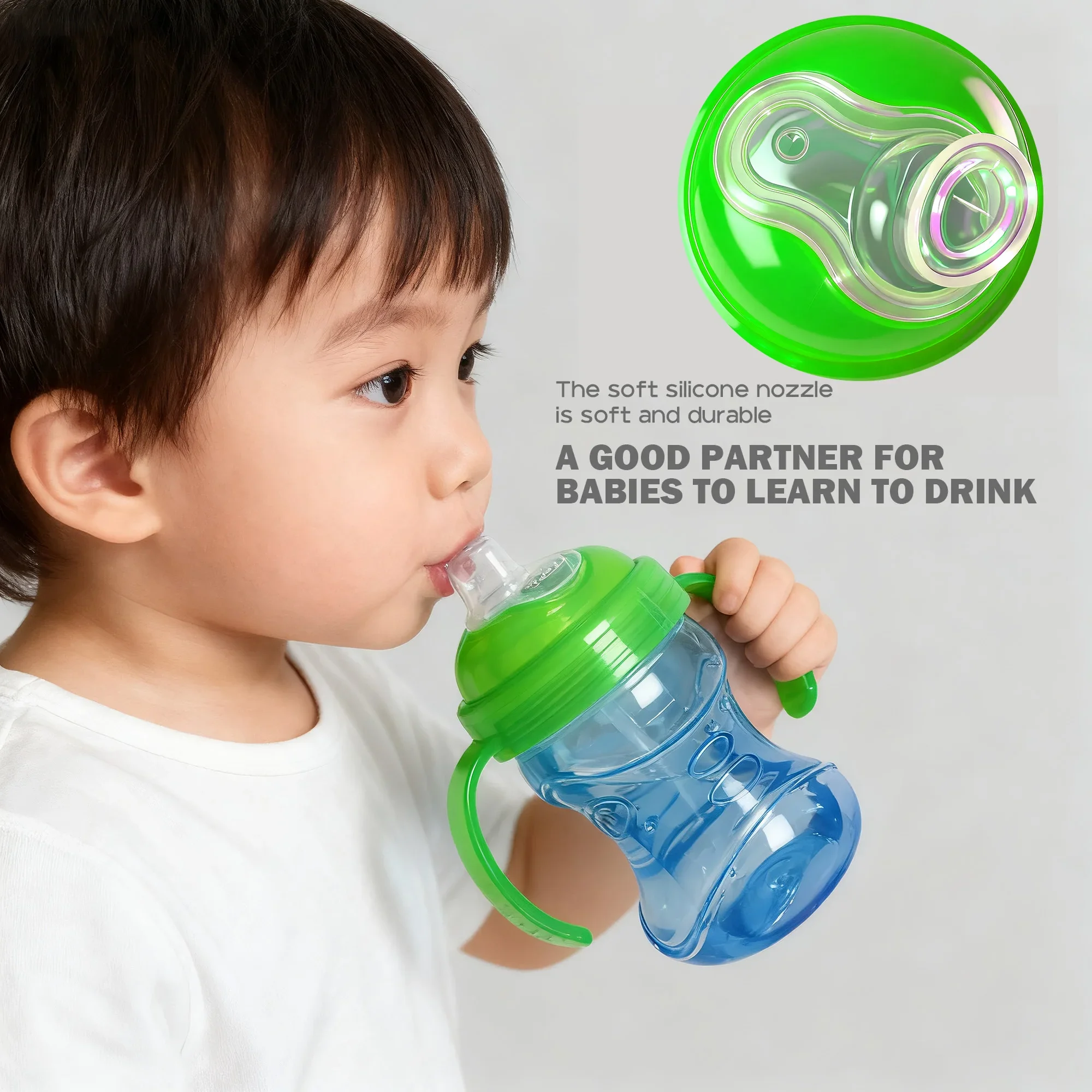 270ML Thick BPA Free PP Kids Water Cup - Leak Proof sippyTraining Cup with Handle for Baby Toddler