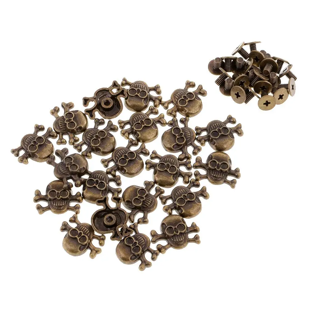 20 Sets Skull Head Screwback Studs Punk Rivets for Sewing Crafts Leathercraft