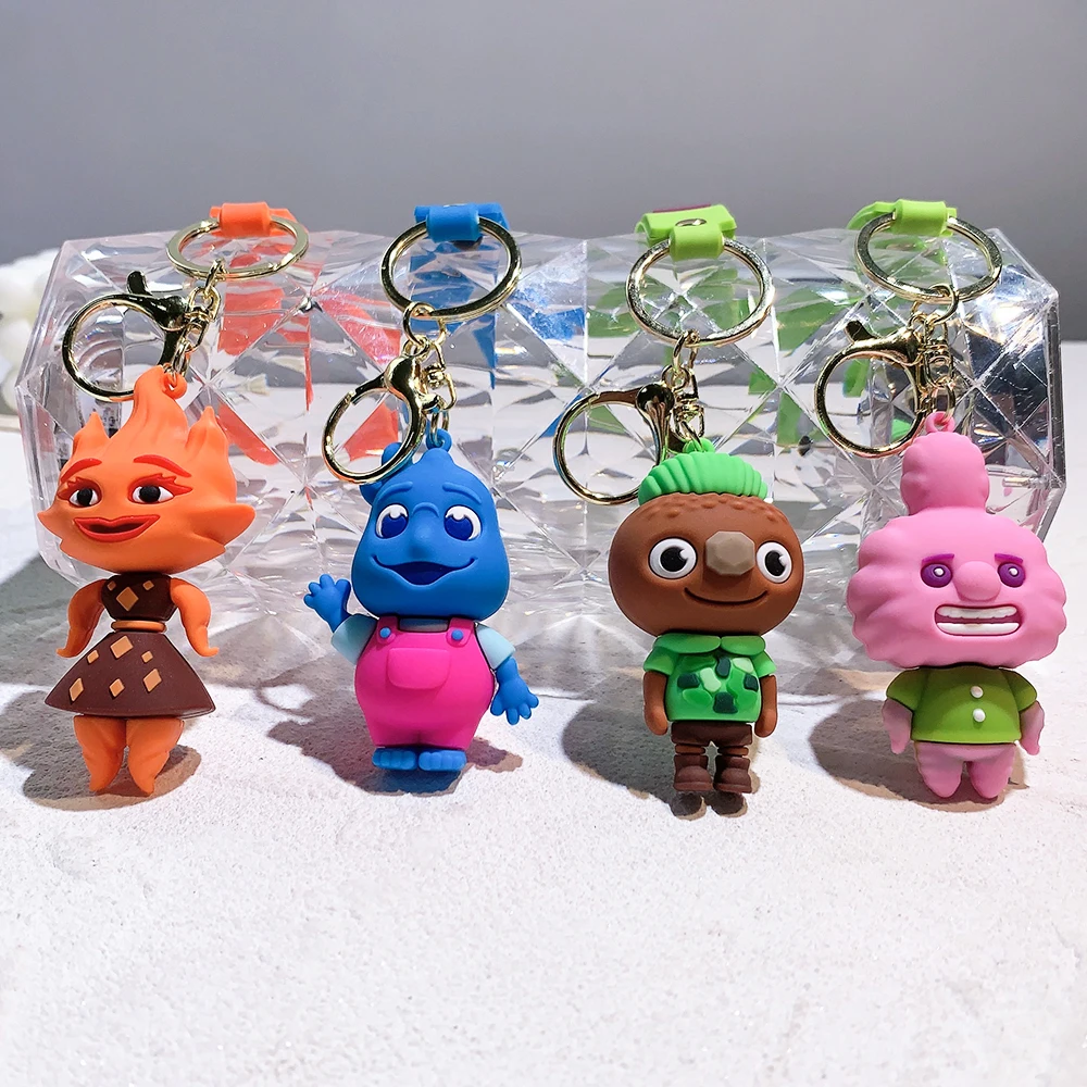 Disney Elemental Cartoon Movie Figure Keychain Kids Bag Kawaii Hanging Pendant Anime Keyring Children Toys Dolls Gifts