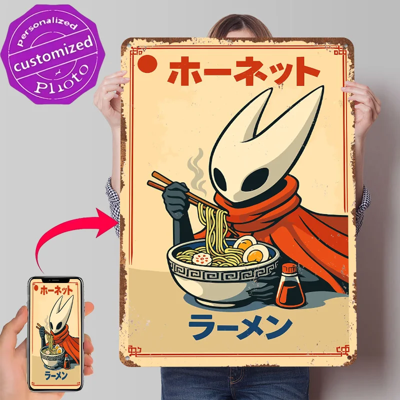 Hornet Eating Ramen Tinplate Poster Customized Wall Art Retro Vintage Metal Signs for Fans Decor Room Decoration Gaming House