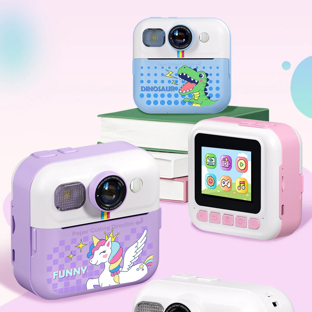 

Kids Mini Instant Print Camera 2.4 Inch Screen Child Drawing Camera 48MP 1080P Video Children Camera Gift for Christmas/Birthday